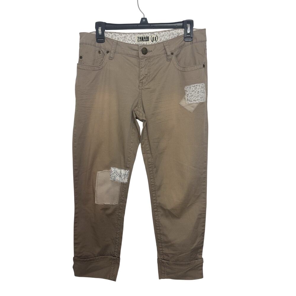 Y2K Zana Di Khaki Patchwork Jeans Cropped Capri Junior’s 11 Low Rise Boho